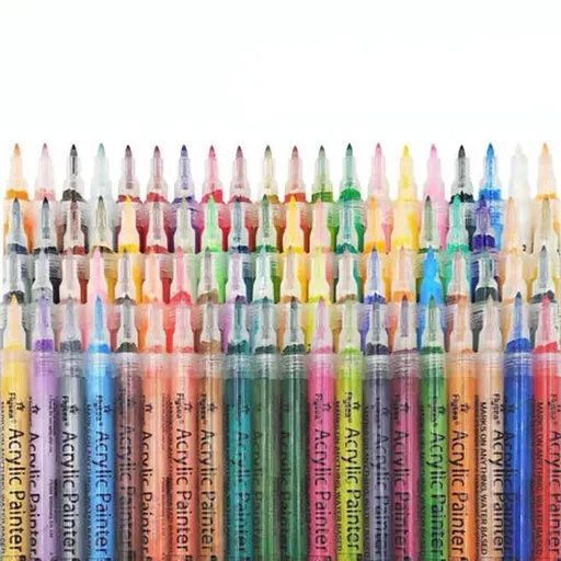 Flysea 12-80 Colours Acrylic Paint Pens Painting Stone Ceramic Glass Markers 0.7 - 80-Colour Set