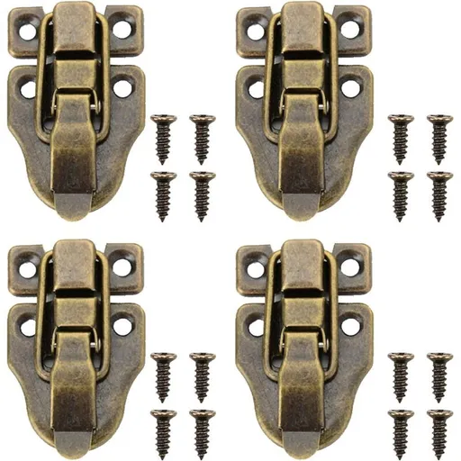 4, Wooden Cases, Suitcases with Screws Trunk and Chest Closures Piece Set of Retro Box Latches Small Size Retro Box Latches for Jewelry Boxes