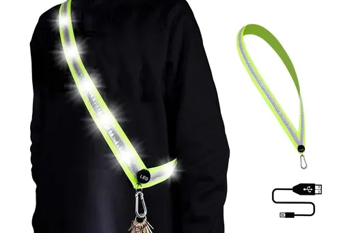 LED Reflective Belt Sash Rechargeable Safety Gear 140cm White