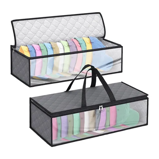 2‑Pack Hat Storage Bag for Baseball Caps, Transparent Hat Organizer Case with Reinforced Carry Handles, Dust‑Proof Hat Holder for Closet Storage