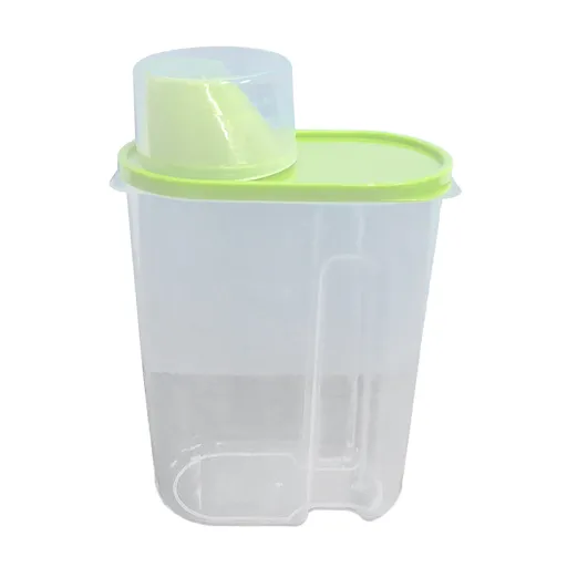 Airtight Pet Food Storage Container with Locking Lid and Measuring Cup for Rice, Grain and Dry Food, Green, 12 x 19.5 cm