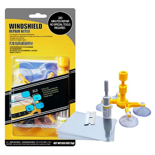 Windshield Repair Kit, Cracked Glass Repair Glue for Chips, Bubbles, Star and Half Moon Cracks
