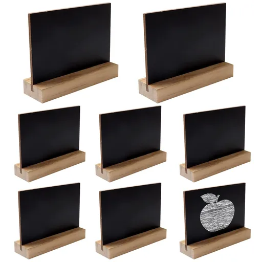 10pcs 4x3 inch Mini Tabletop Chalkboard Signs with Wood Base Stand,Countertop Chalkboard,Rectangle Chalkboards Blackboard