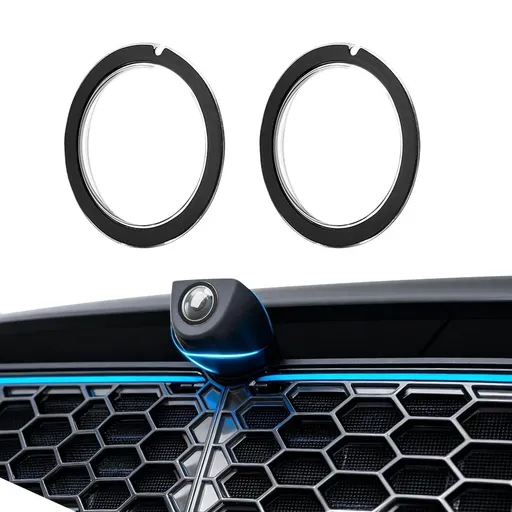 2/4PCS Car Camera Lens Protector, Clear Weatherproof Anti-Glare, PC Protective Cover for Front Bumper Camera, Simple Adhesive Installation, 2 Cm Compatible