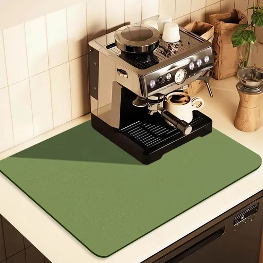 Kitchen Counter Mat for Coffee Maker – Absorbent & Quick-Dry Bar Pad with Non-Slip Backing, Protective Surface for Espresso Machine, Dish Drying Mat (Green,40*50cm)