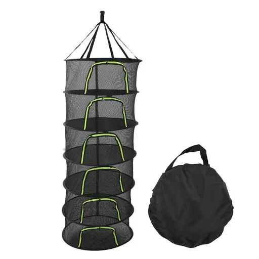Foldable Plant Drying Net Multilayer Zipper Closure Design 60cm Diameter Herb Buds Dry Net with Storage Bag 6 Layers