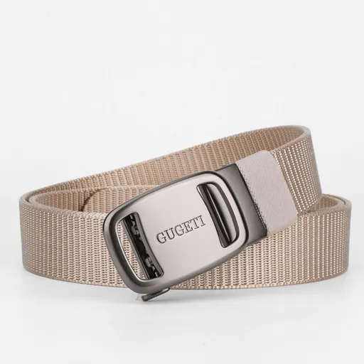 men's belt, outdoor sports belt, canvas belt, alloy automatic buckle, men's accessory, Australian belt, automatic belt men, casual belt, durable belt, travel belt - Khaki - Size 120cm-47.2in