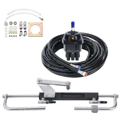 Hydraulic Steering Kit 90HP Hydraulic Outboard Steering Kit with Helm Pump Cylinder Marine Steering System Kit