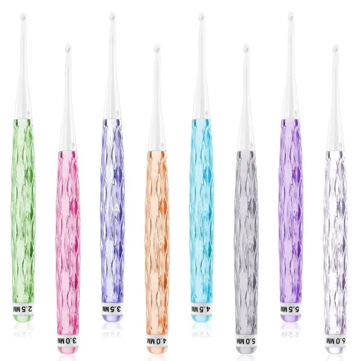 8-piece crochet hook set - crochet hook set with straight shaft - non-slip crochet hook grip - ergonomic knitting needles