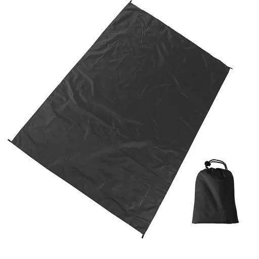 Camping Ground Sheet Waterproof Silver Coated Sunlight Resistant Quick Dry Outdoor Mat - Black 230*140cm
