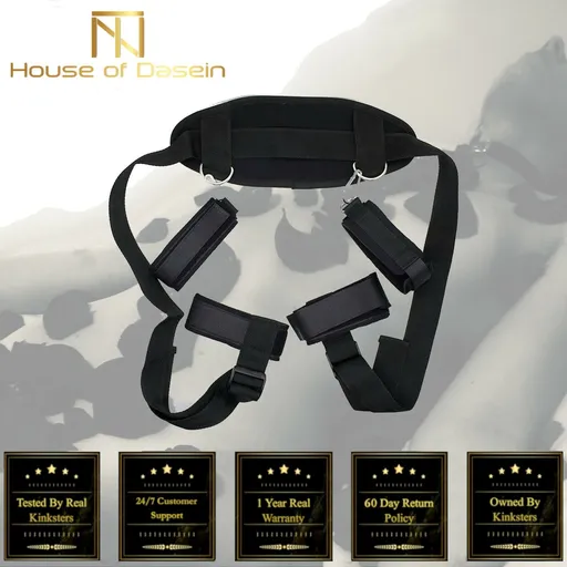 House Of Dasein Bdsm Full Restraints Set Bondage Slave Straps Wrist Ankle Cuffs Kit - Black