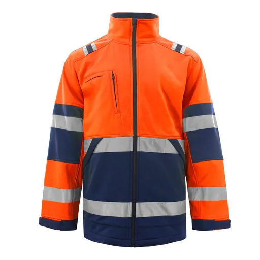 Men Polyester Zipper Jacket Workwear Autumn Winter Fluorescent orange XXXXL