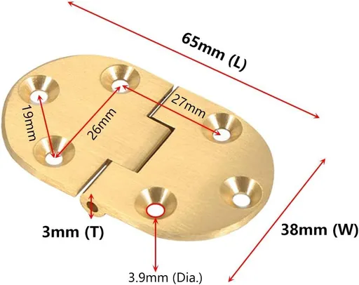 90 Degree Solid Brass Butler Tray Hinges (2pcs) Flip Top Hinge with Screws for Folding Tables/Sewing Machine Table