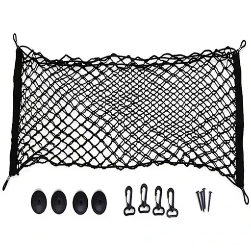 High Performance Luggage net for car, flexible luggage net, safety net with 4 hooks, Made of Nylon, Black Color