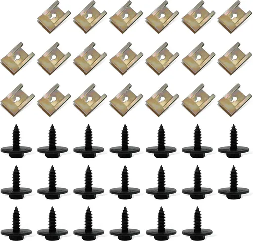 40 PCS Fender Liner Retainers, Bumper Cover Screws and U-Nuts Clips Kit, Rust-Proof Car Body Fasteners, Compatible with BMW E46 E92 E90 (Multicolored)