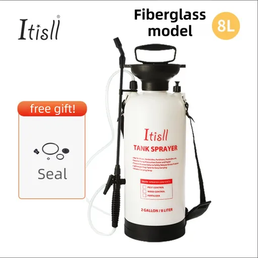 8L Professional Shoulder-Strap Pressure Sprayer with Fiberglass Wand - Multi-Purpose Manual Pump Mister for Garden & Car Wash