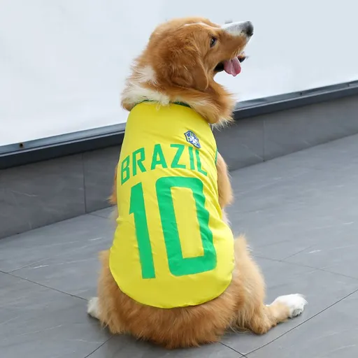 Pet Vest Dog Cat Soccer Jersey Polyester Yellow 10 Brazil Xl (chest 50cm, about 5.5-7.5kg pets)