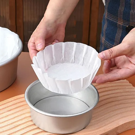Oil Paper 50 Sheets - Cake Molds Dessert Baking Paper Tray - Non-Stick Greaseproof Parchment Liners for Cheesecake Mousse - Heat Resistant Baking Supplies for Home Kitchen Pastry Making