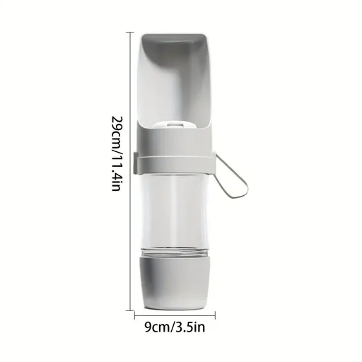 Portable Dog Water Bottle – Leak-Proof Pet Water Dispenser with Food Storage, Ideal for Outdoor Walks, Camping, and Travel (Grey)