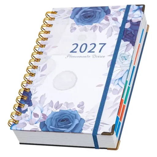 2027 A5 Hardcover Daily Planner | Daily Planning + Self-Discipline Tracking + Time Management – Essential for Boosting Productivity(Blue rose style)