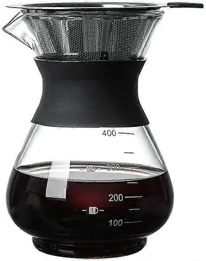 400ml Inverted Glass Coffee Maker with Stainless Steel Filter Manual Dripper