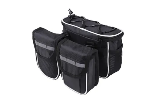 Detachable Bicycle Front Frame Tube Crossbody Storage Bag Black