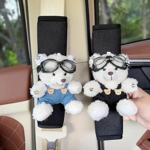 Plush Shoulder Pad Safety Belt Protector Xueyi White bear (light blue overalls bear) + white bear (black overalls) No specifications
