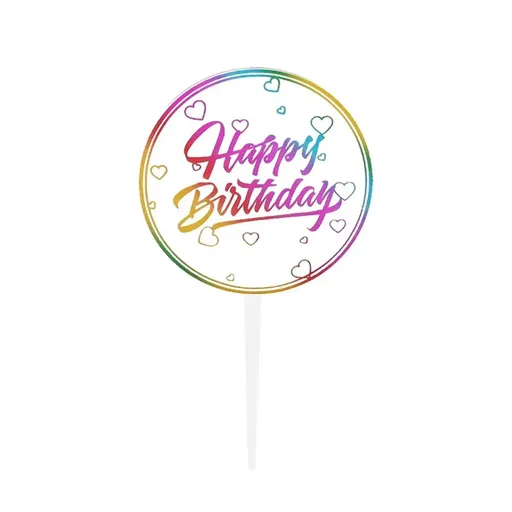 Happy Birthday Anniversary Wedding CakeCardboard Topper Acrylic Party Decoration - 02