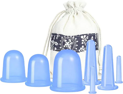 Cupping Set Professional Silicone 7 Piece Anti-Cellulite Massage Full Body Blue