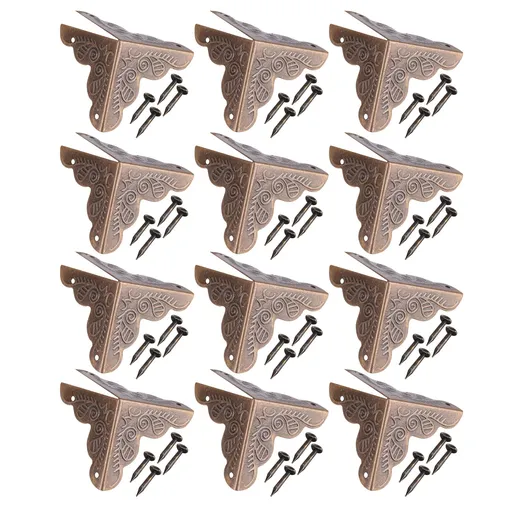 12pcs Wooden Box Jewelry Gift Case Corner Decorative Protectors Iron Edge Cover Guard Bronze