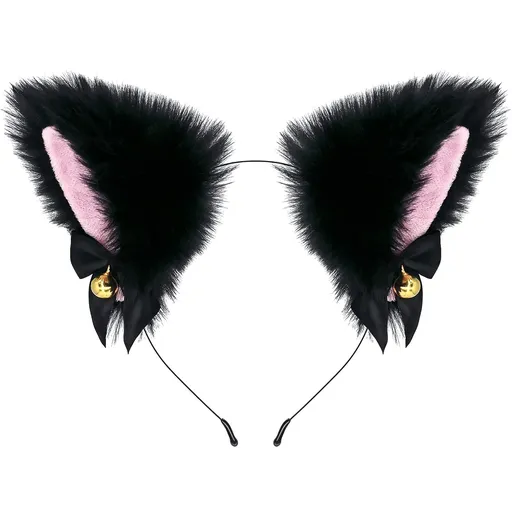 Fox Cat Ears Anime Cosplay - Animal Wolf Headwear, Halloween Headband,Headpiece Costume Accessories with Bells