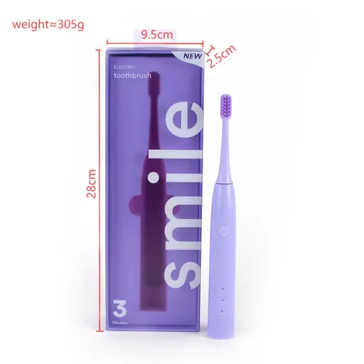 Purple 3 Modes Sonic Electric Toothbrush with Smart Timer - IPX7 Waterproof, 60 Day Battery Life, USB-C Rechargeable, Soft Bristles for Sensitive Gums, Adult Oral Care Gift
