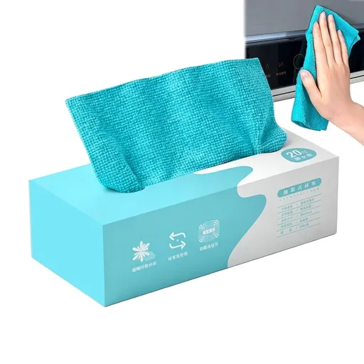 20 Pieces Pull-Out Microfiber Cleaning Cloth in Box, Super Absorbent Lint Free Streak-Free Reusable Washable Cleaning Rags for Kitchen Car Care Home Dusting