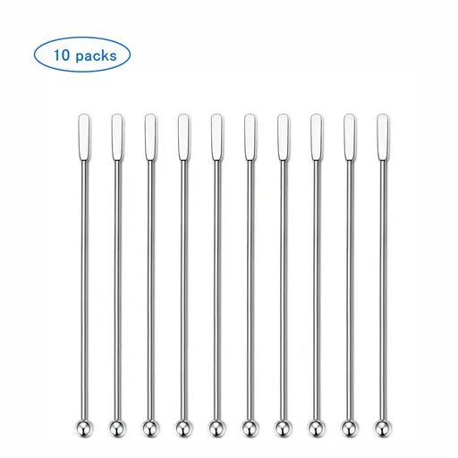 10Pcs Swizzle Sticks Stainless Steel Coffee Cocktail Beverage Drink Stirrer Stick Reusable Stir Sticks for Bar Home Office