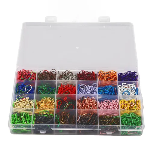 24 Color Gourd Shaped Pin 1200PCS Iron Safety Pins Marker Tag Pin for Clothing Blanket