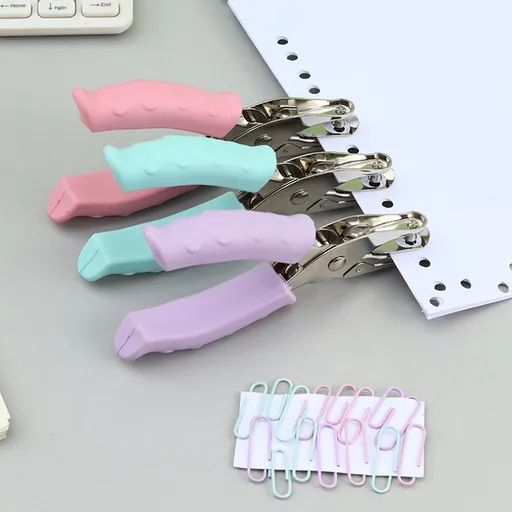 Single Hole Punch, Paper Punch Small Hole Paper Punch for Crafts, Scrapbooks, Handheld Hole Puncher for Paper Crafts in Home, Office, Classroom Pink