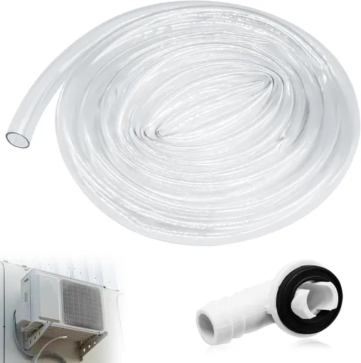10Ft Portable Air Conditioner Drain Hose, 3/5 Inch Leakproof AC Drain Hose Kit, Universal AC Drain Hose Drain Pipe Replacement with Hose Connector and Clamp, Window Air Conditioner Unit Parts