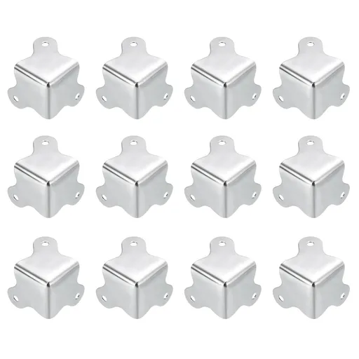 Chromed Iron Case Corner Protector Metal Box Corner Support Angle Curved Decoration Guard Chest Wrap Angle Silver Pack of 16