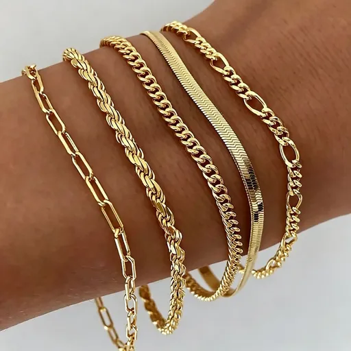 Vintage Irregular Bracelet Set Women Stackable Bangle Set Hand Jewelry H8975-1 Gold Suitable for Christmas Gifting
