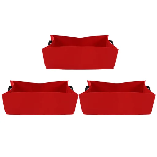 3PCS Thicken Non Woven Vegetable Planting Seedling Grow Bags Garden Planter Bed with HandleRose Red 60x30x20cm