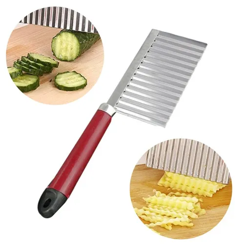 Potato Strip Cutter, Potato Wavy Edged Knife Multifunction Stainless Steel Fruit Cutting Cooking Tool