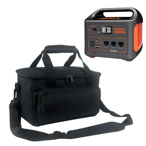 Portable Power Station Carrying Case Waterproof Bottom Front Pockets Compatible with Jackery Explorer 300 240 160 Black