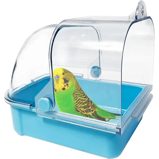 Bird Cage Feeder, No Mess Bird Feeders for Cage with Ceramic Bowl, Bird Bath Cage Accessories for Small and Medium Lovebirds Parakeets (Pink Bowl and Pink Box)
