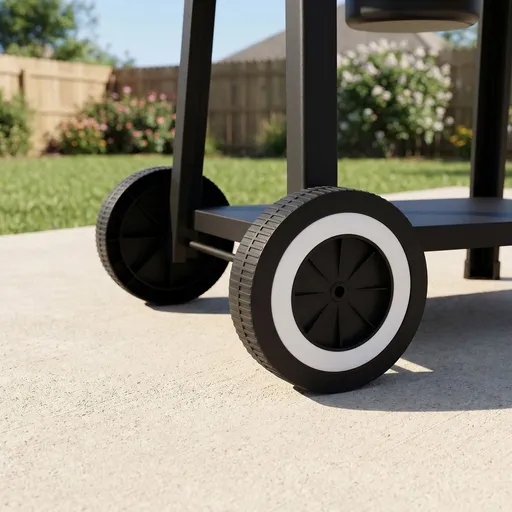 Set of 2 Black 6-Inch Plastic Grill Wheels for BBQ Carts, and Replacement Parts