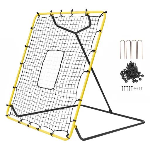Baseball And Softball Rebounder Net, 4 x 4.5 Feet PitchBack Baseball Nest for Pitching and Fielding Training, Pitch Return Trainer Rebound Net with Pitching Target, 4 Adjustable Angles