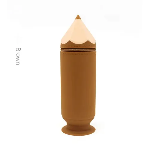 Brown Creative Silicone Pencil Case - High-Value Stationery - Large Capacity Desk Organizer