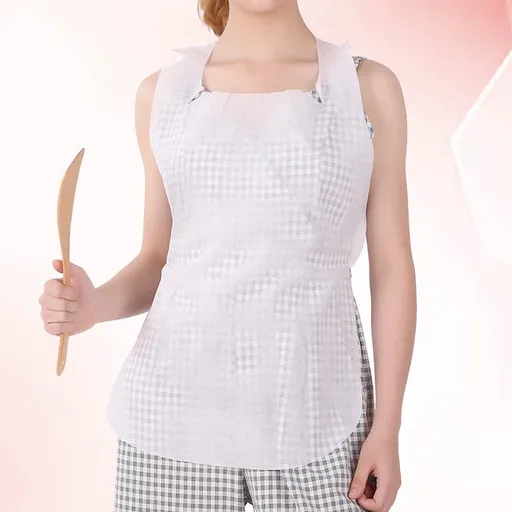 Disposable Nonwoven Apron White Waterproof Oil-Proof for Messy Activities 10Pcs