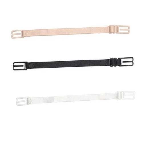 3Pcs Lady Nonslip Elastic Adjustable Band Bra Strap Holder Strap Racer Back Clip - White+Beige+Black