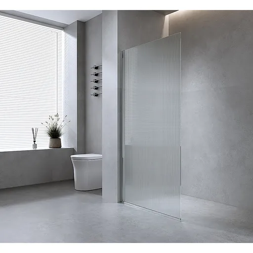 70cm Reeded Glass Shower Screen with Gunmetal Wall Channel