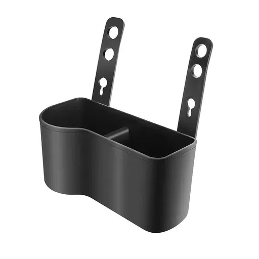 (2 Pack) Black Over The Back Car Seat Dual Cup and Food Holder for Kids, Storage 1 cup holder and 1 compartment for food